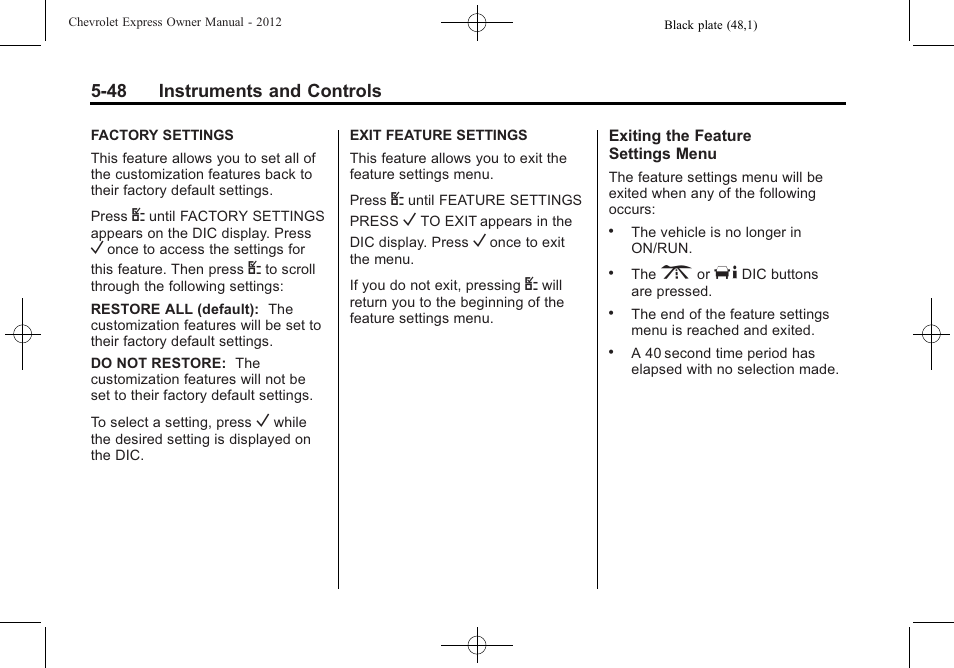 CHEVROLET 2012 Express User Manual | Page 160 / 430