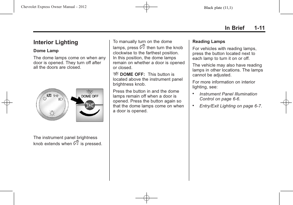 Interior lighting, Interior lighting -11 | CHEVROLET 2012 Express User Manual | Page 17 / 430