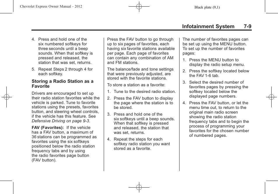 Infotainment system 7-9 | CHEVROLET 2012 Express User Manual | Page 177 / 430