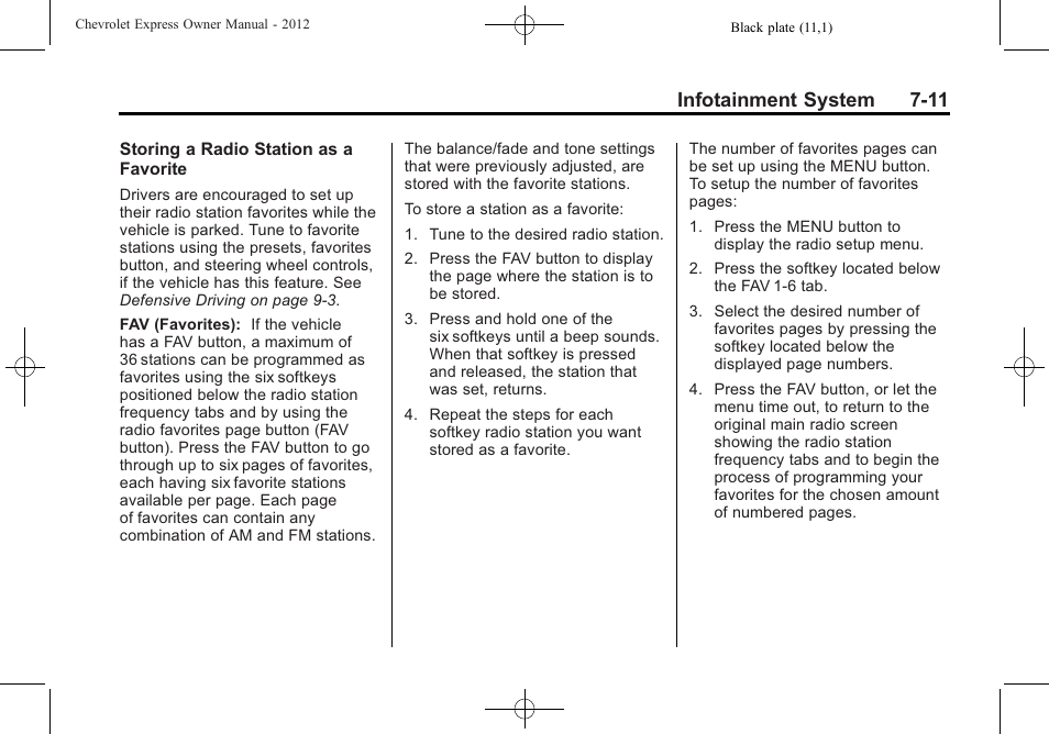 Infotainment system 7-11 | CHEVROLET 2012 Express User Manual | Page 179 / 430