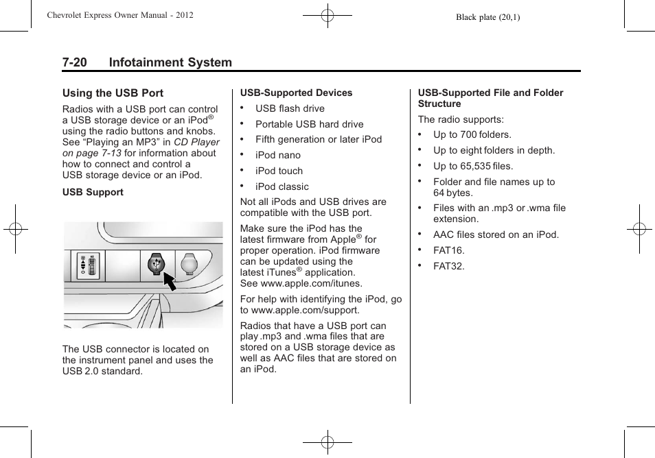 20 infotainment system | CHEVROLET 2012 Express User Manual | Page 188 / 430