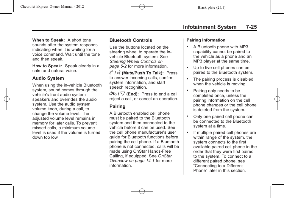 Infotainment system 7-25 | CHEVROLET 2012 Express User Manual | Page 193 / 430
