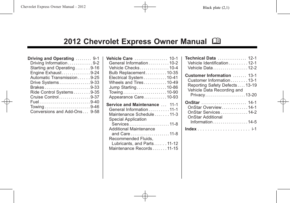 2012 chevrolet express owner manual m | CHEVROLET 2012 Express User Manual | Page 2 / 430