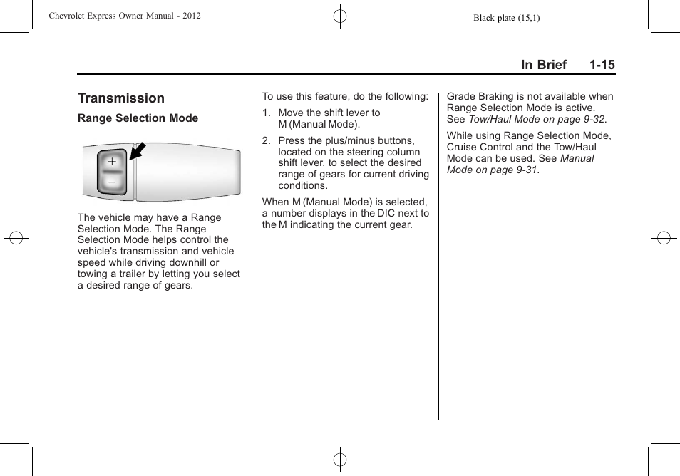 Transmission, Transmission -15 | CHEVROLET 2012 Express User Manual | Page 21 / 430