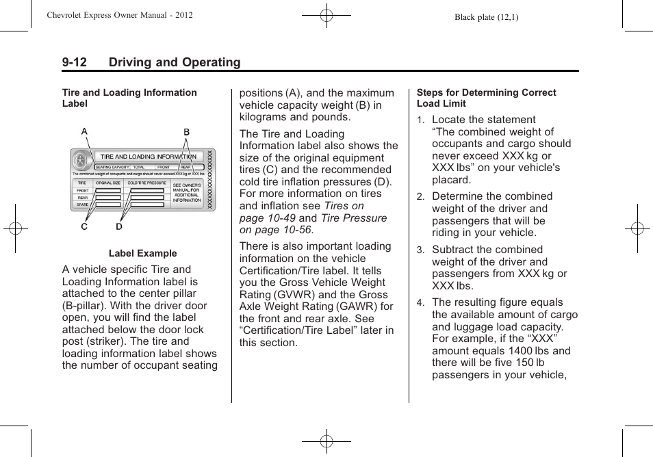 CHEVROLET 2012 Express User Manual | Page 218 / 430