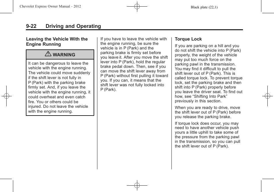 CHEVROLET 2012 Express User Manual | Page 228 / 430