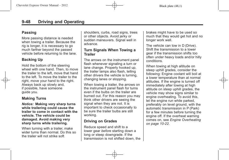 48 driving and operating | CHEVROLET 2012 Express User Manual | Page 254 / 430