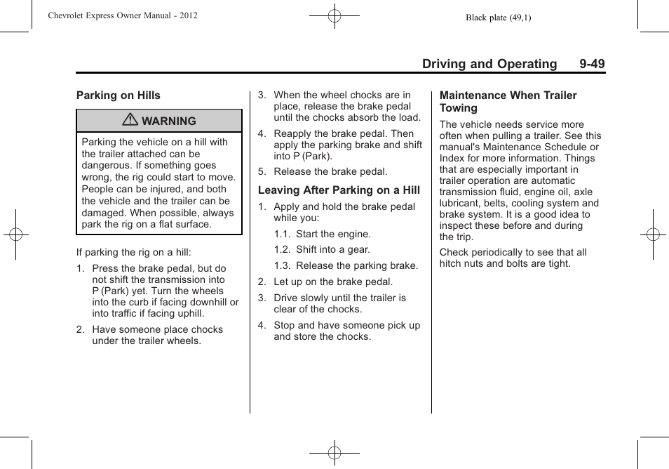 CHEVROLET 2012 Express User Manual | Page 255 / 430