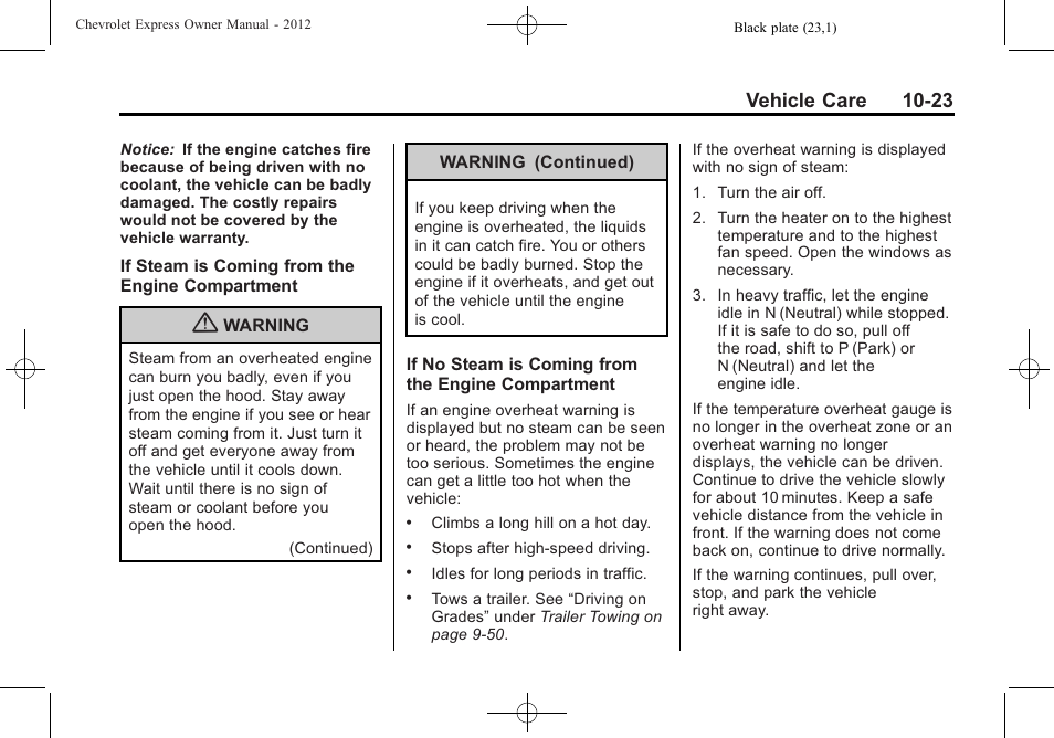 Vehicle care 10-23 | CHEVROLET 2012 Express User Manual | Page 287 / 430