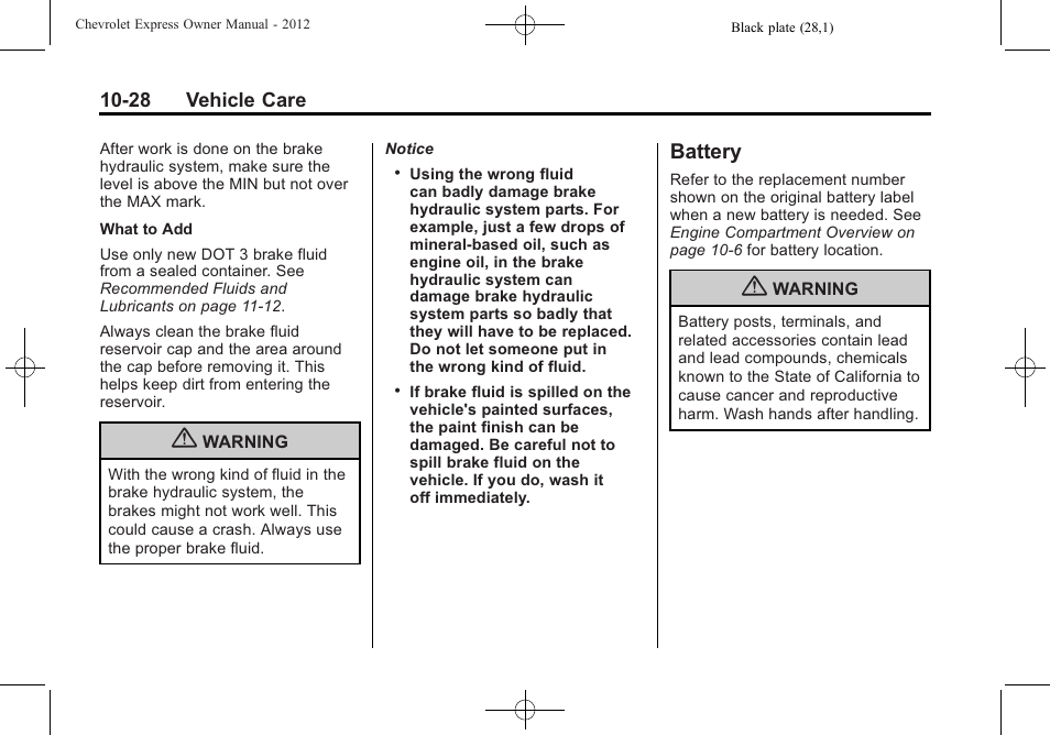 Battery, Battery -28, Electrical | CHEVROLET 2012 Express User Manual | Page 292 / 430