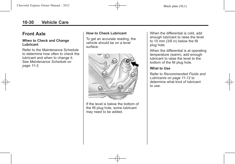 Front axle, Front axle -30 | CHEVROLET 2012 Express User Manual | Page 294 / 430