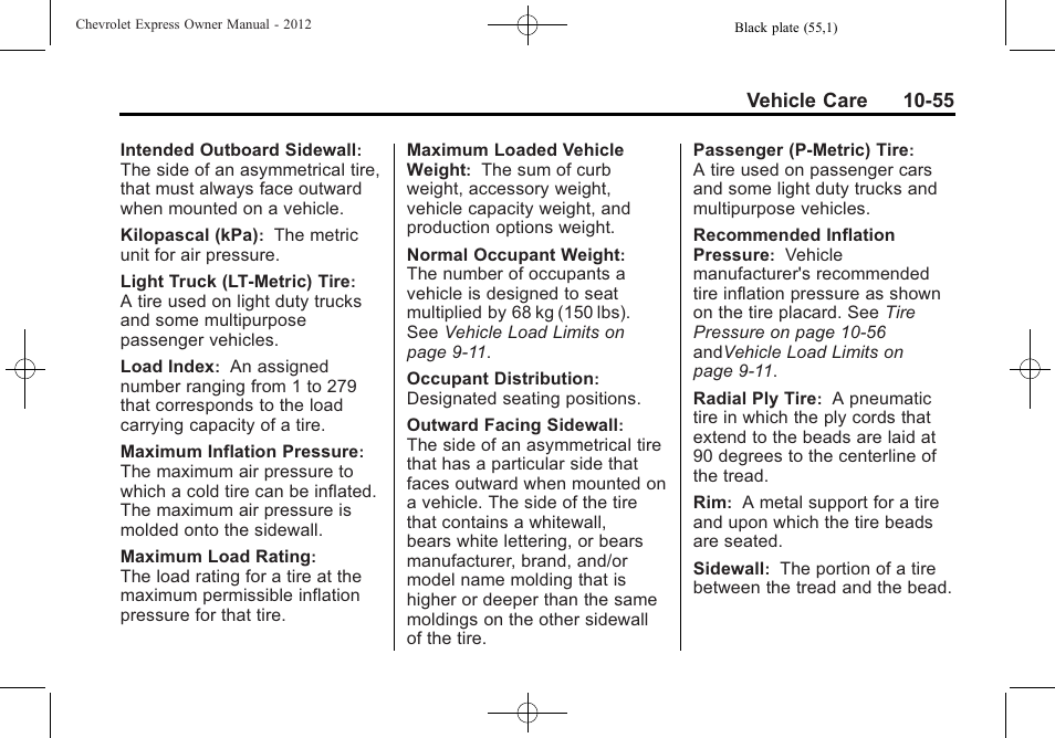 CHEVROLET 2012 Express User Manual | Page 319 / 430