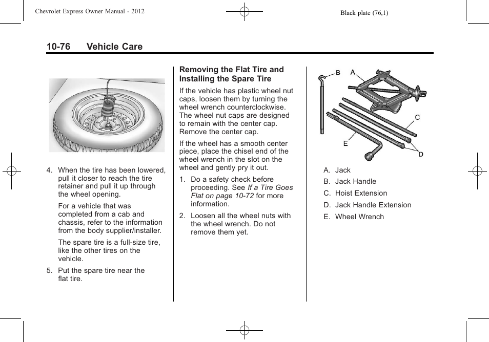 76 vehicle care | CHEVROLET 2012 Express User Manual | Page 340 / 430