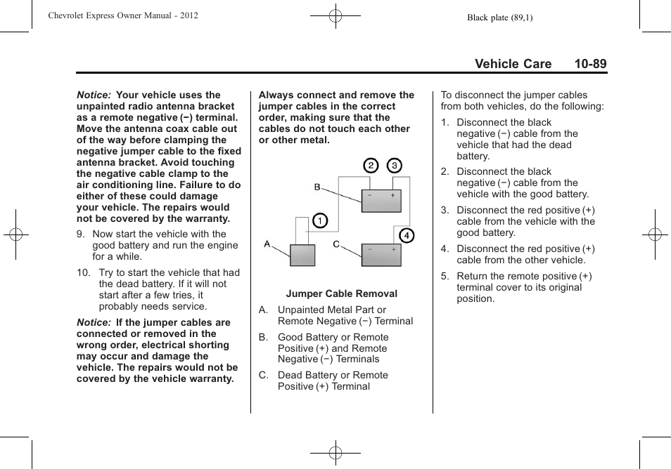 Vehicle care 10-89 | CHEVROLET 2012 Express User Manual | Page 353 / 430