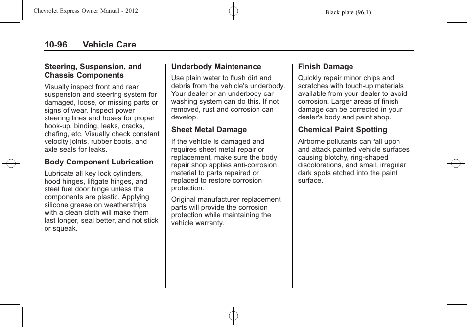 CHEVROLET 2012 Express User Manual | Page 360 / 430
