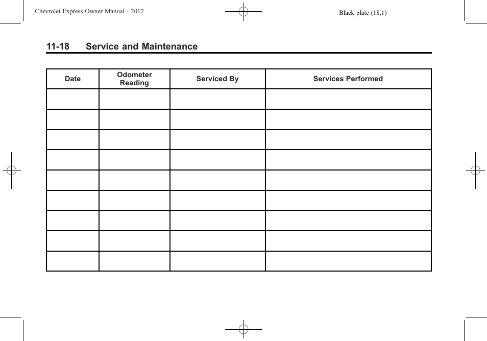 18 service and maintenance | CHEVROLET 2012 Express User Manual | Page 382 / 430