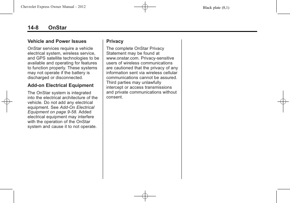 CHEVROLET 2012 Express User Manual | Page 418 / 430