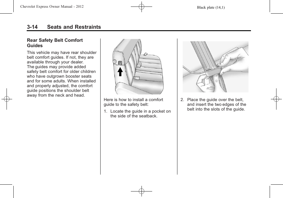 14 seats and restraints | CHEVROLET 2012 Express User Manual | Page 62 / 430