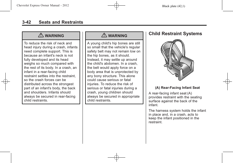 Child restraint systems, Child restraint systems -42 | CHEVROLET 2012 Express User Manual | Page 90 / 430