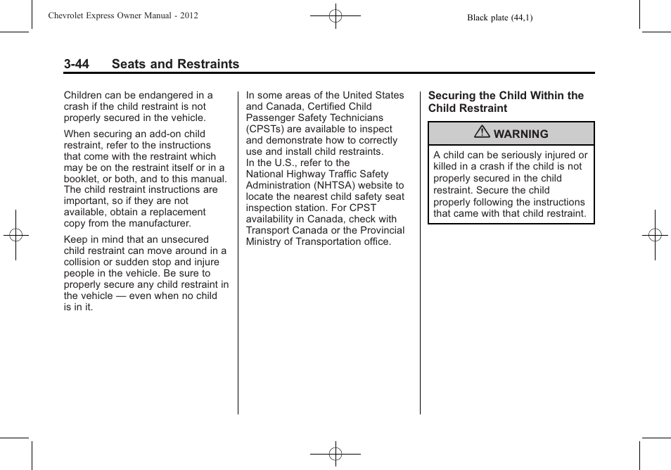 CHEVROLET 2012 Express User Manual | Page 92 / 430