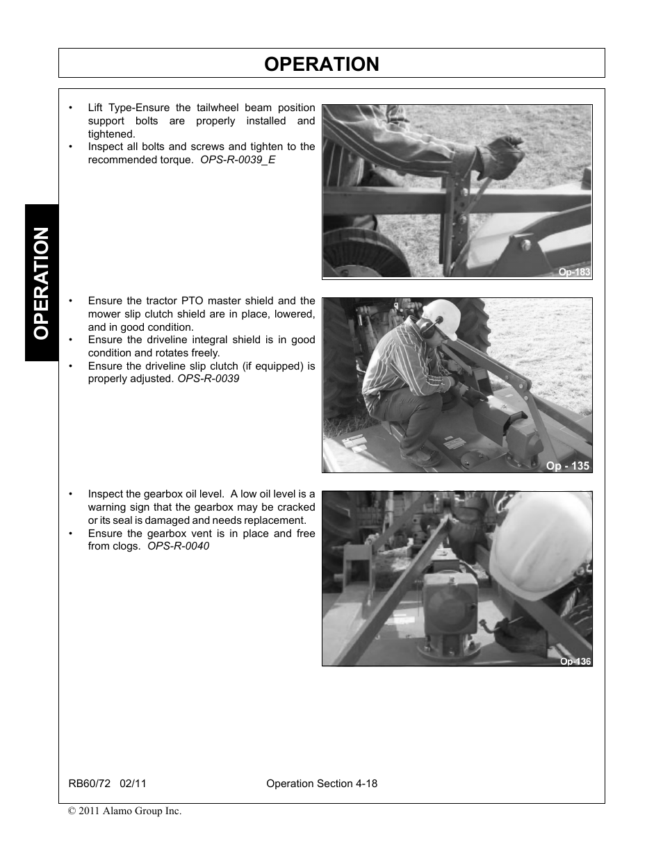 Operation, Opera t ion | Blue Rhino RB60/72 User Manual | Page 118 / 178