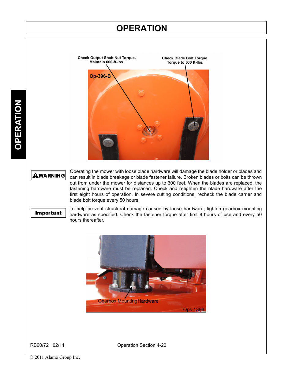 Operation, Opera t ion | Blue Rhino RB60/72 User Manual | Page 120 / 178