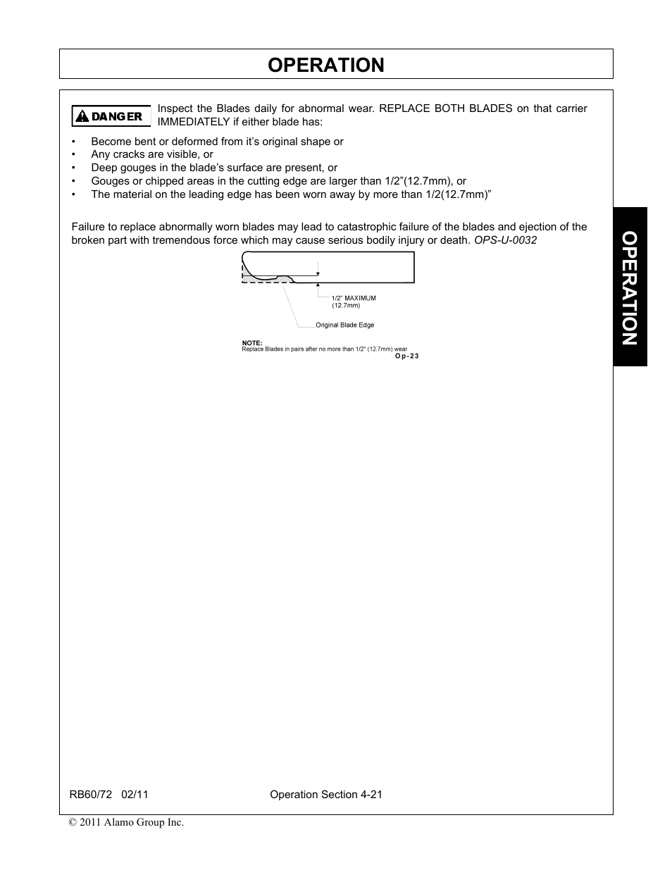 Operation, Opera t ion | Blue Rhino RB60/72 User Manual | Page 121 / 178