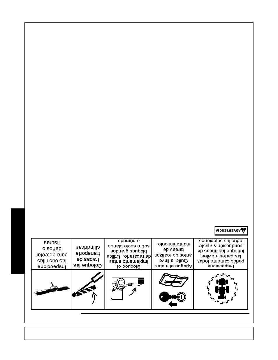 Seguridad, Riesgos con el mantenim iento del implement o | Blue Rhino RB60/72 User Manual | Page 160 / 178
