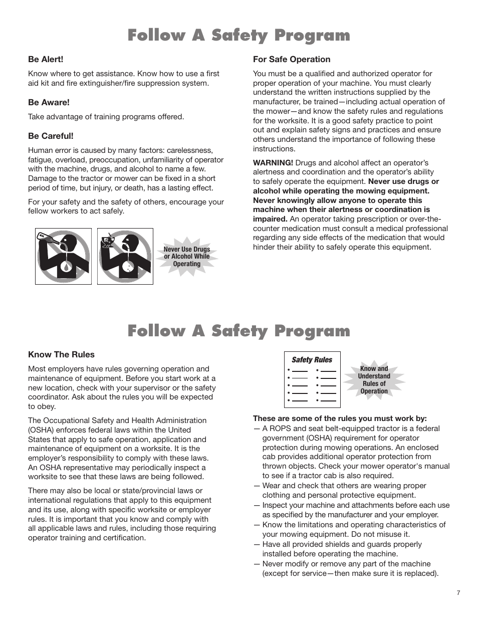 Follow a safety program | Blue Rhino RB60/72 User Manual | Page 41 / 178