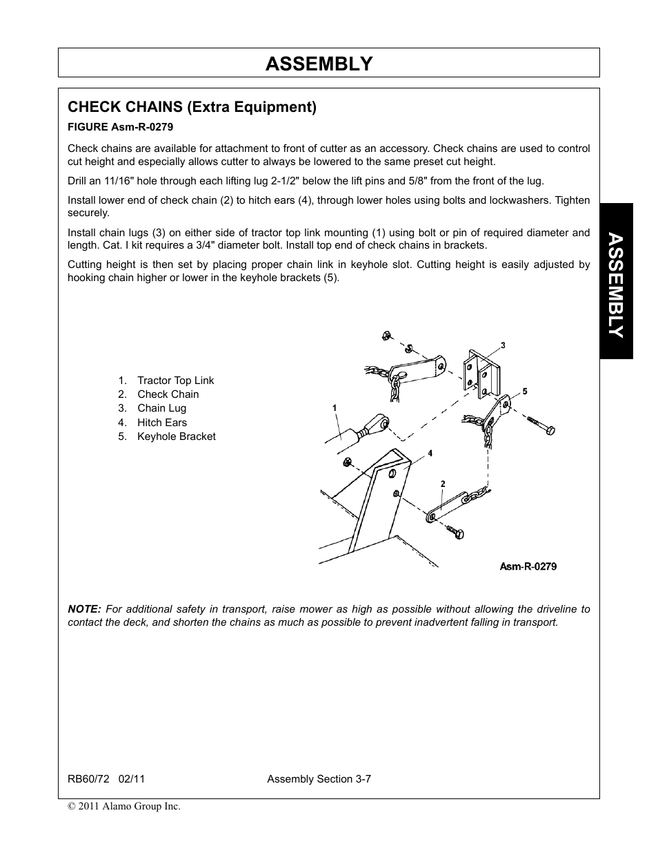 Check chains (extra equipment), Check chains (extra equipment) -7, Assembly | Assembl y | Blue Rhino RB60/72 User Manual | Page 99 / 178
