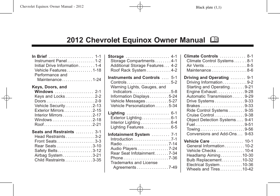 CHEVROLET 2012 Equinox User Manual | 428 pages