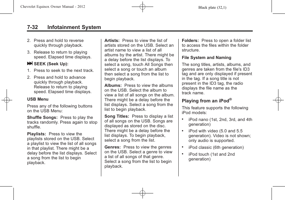 32 infotainment system | CHEVROLET 2012 Equinox User Manual | Page 192 / 428