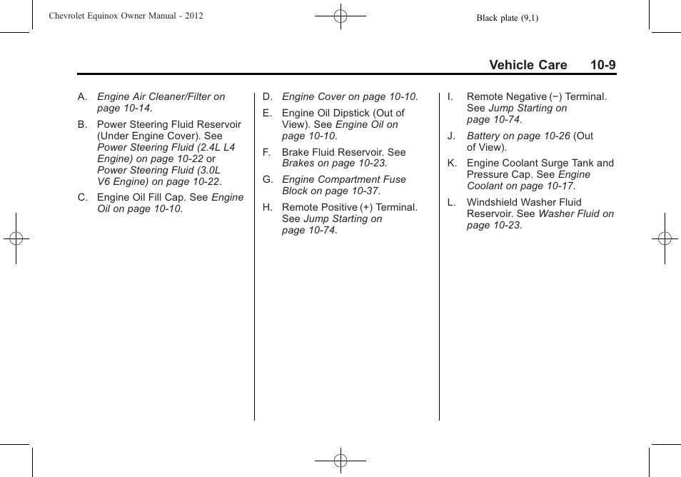 Vehicle care 10-9 | CHEVROLET 2012 Equinox User Manual | Page 289 / 428