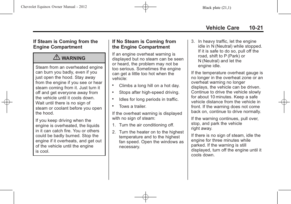 Vehicle care 10-21 | CHEVROLET 2012 Equinox User Manual | Page 301 / 428