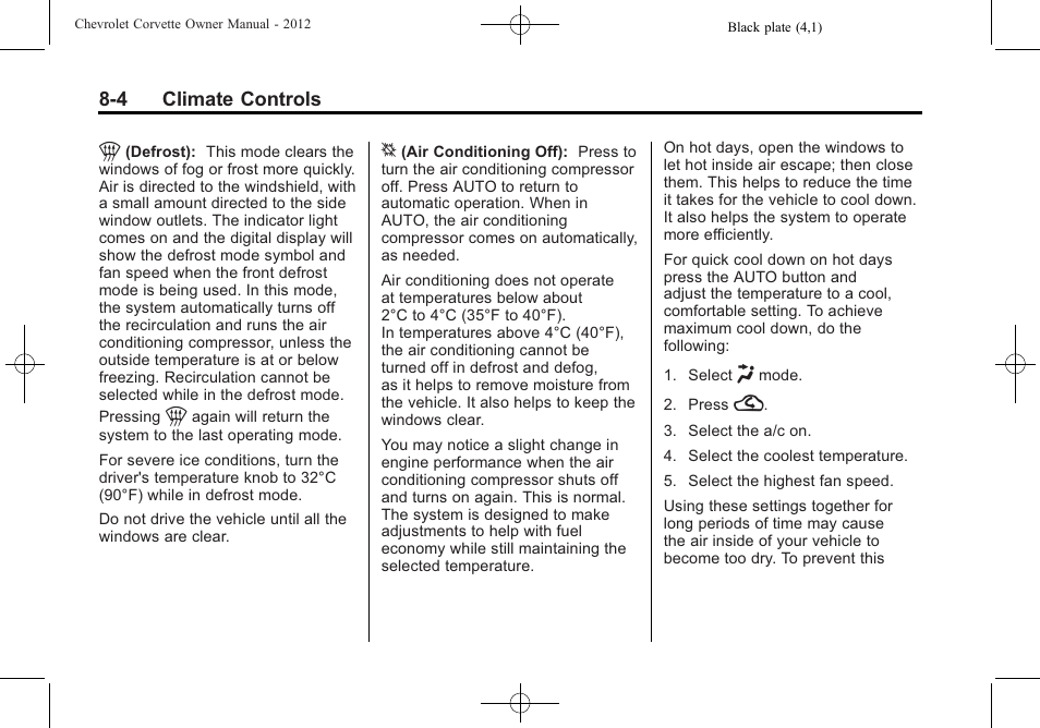 CHEVROLET 2012 Corvette User Manual | Page 218 / 432