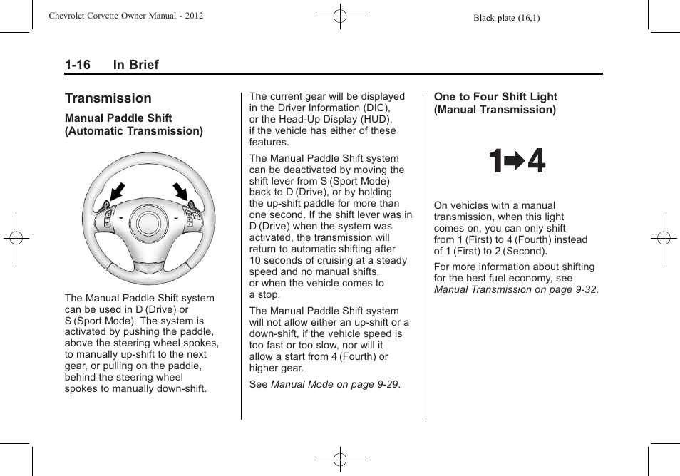 Transmission, Transmission -16 | CHEVROLET 2012 Corvette User Manual | Page 22 / 432