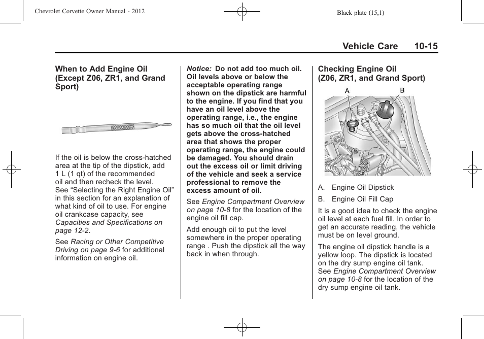 Vehicle care 10-15 | CHEVROLET 2012 Corvette User Manual | Page 291 / 432