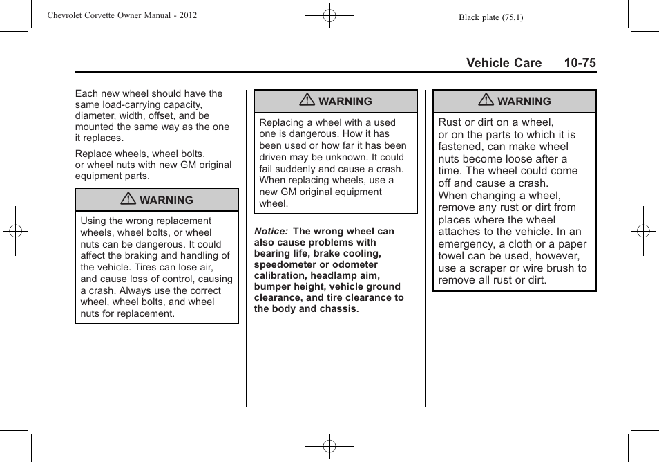 CHEVROLET 2012 Corvette User Manual | Page 351 / 432