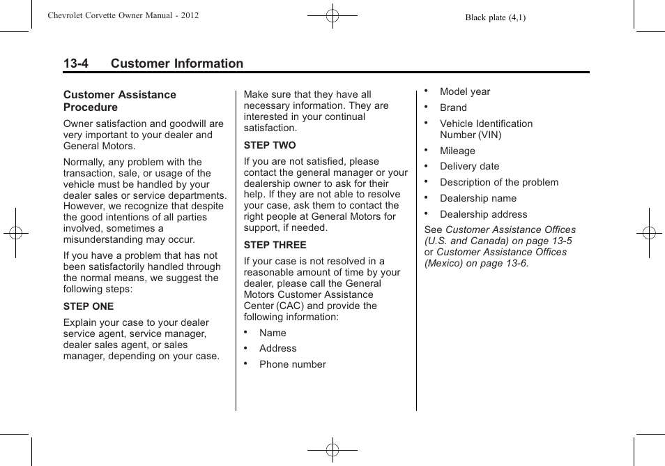 4 customer information | CHEVROLET 2012 Corvette User Manual | Page 394 / 432