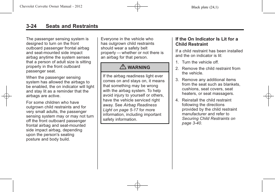 CHEVROLET 2012 Corvette User Manual | Page 90 / 432
