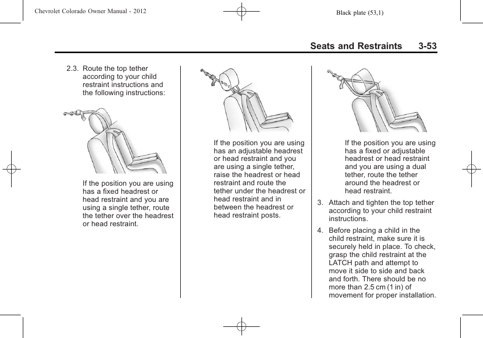 Seats and restraints 3-53 | CHEVROLET 2012 Colorado User Manual | Page 101 / 408