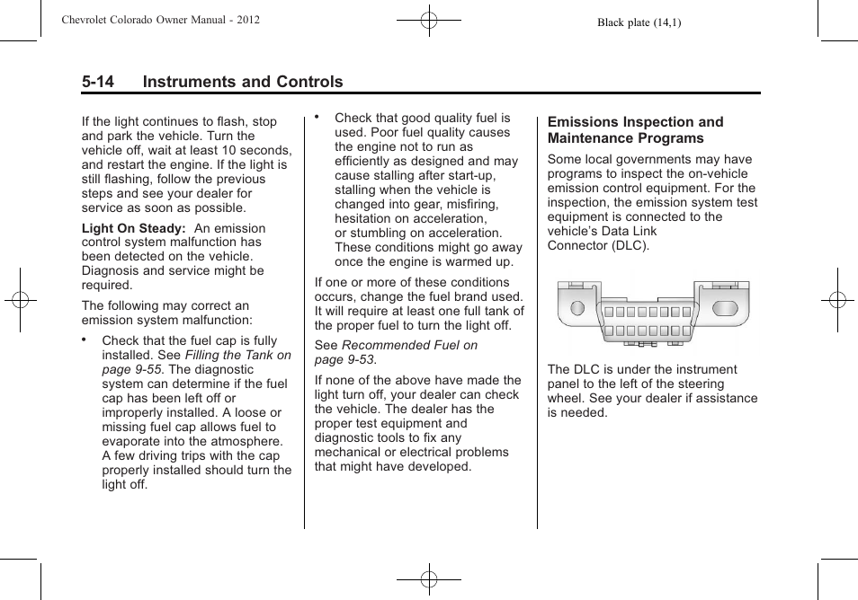 14 instruments and controls | CHEVROLET 2012 Colorado User Manual | Page 126 / 408