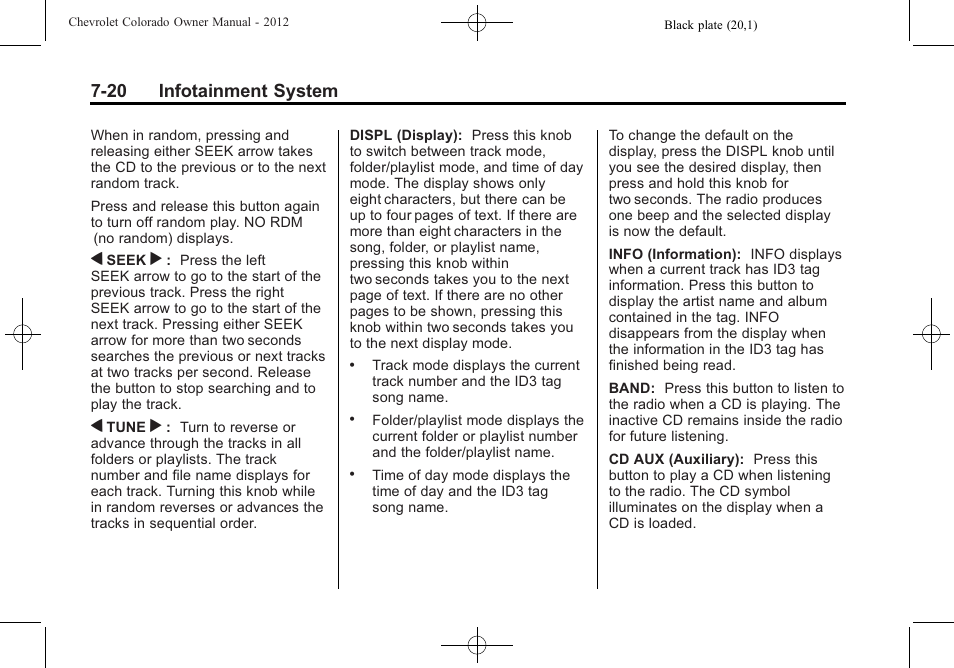 20 infotainment system | CHEVROLET 2012 Colorado User Manual | Page 168 / 408