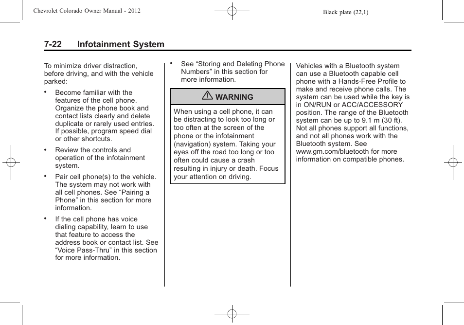 22 infotainment system | CHEVROLET 2012 Colorado User Manual | Page 170 / 408