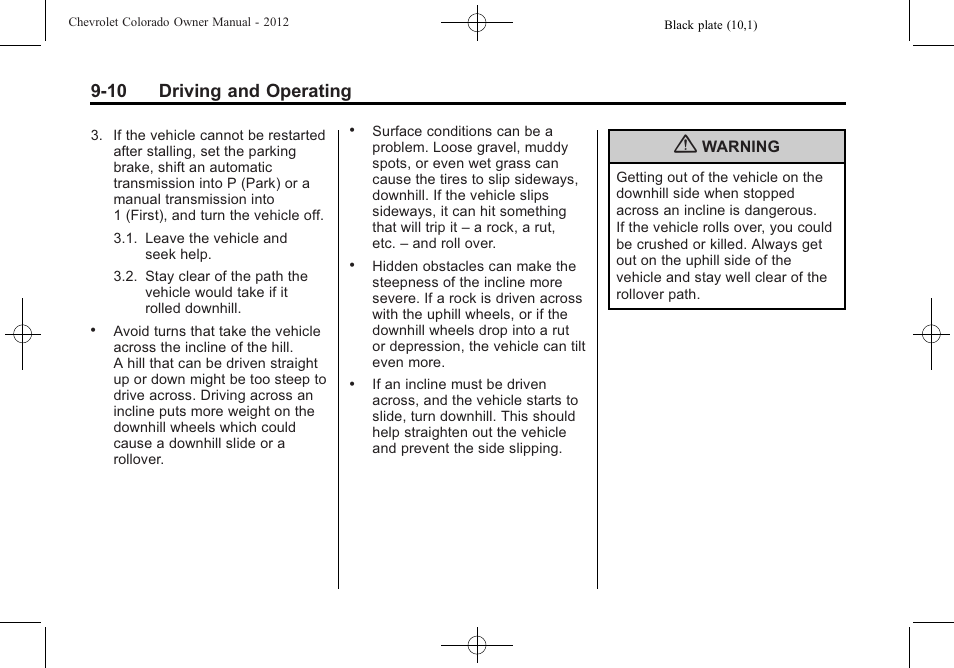 10 driving and operating | CHEVROLET 2012 Colorado User Manual | Page 192 / 408