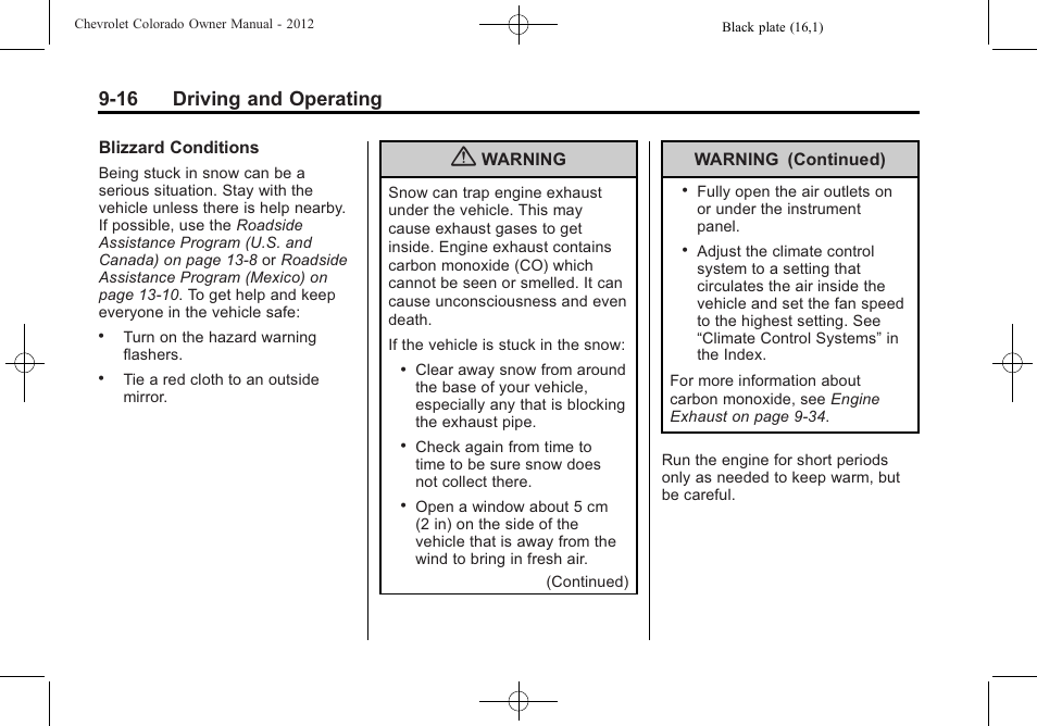 16 driving and operating | CHEVROLET 2012 Colorado User Manual | Page 198 / 408