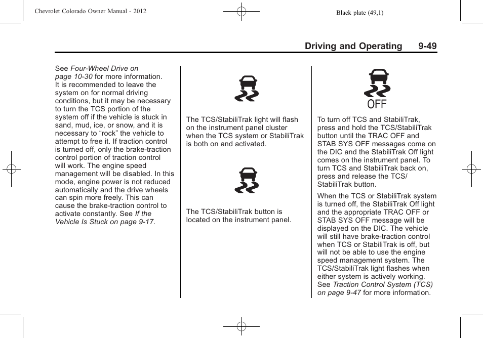 Driving and operating 9-49 | CHEVROLET 2012 Colorado User Manual | Page 231 / 408