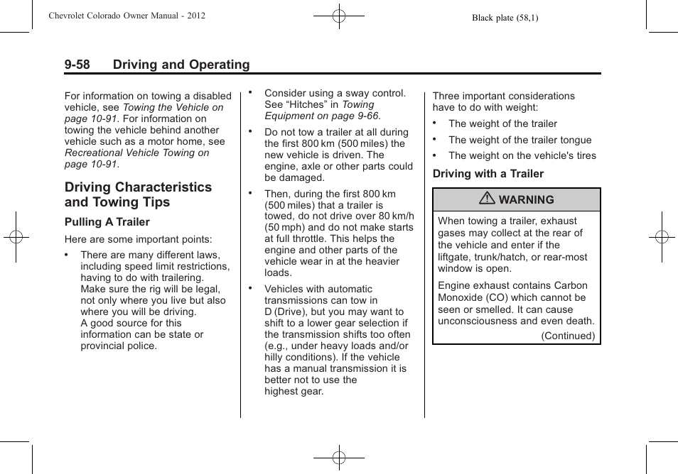 Driving characteristics and towing tips, Driving characteristics and, Towing tips -58 | On the wheel, and mind, 58 driving and operating | CHEVROLET 2012 Colorado User Manual | Page 240 / 408