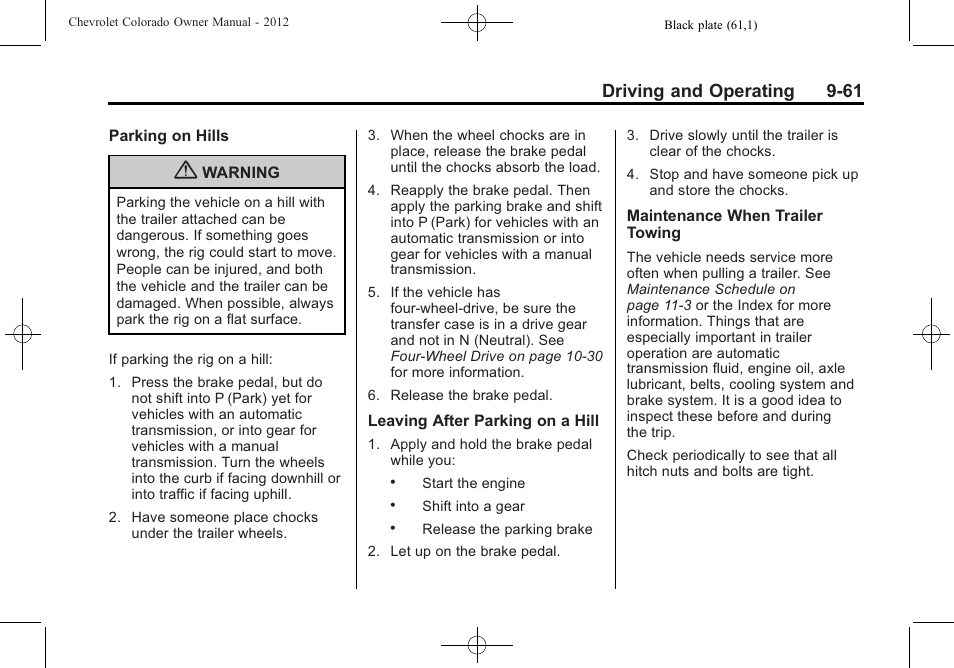 Driving and operating 9-61 | CHEVROLET 2012 Colorado User Manual | Page 243 / 408