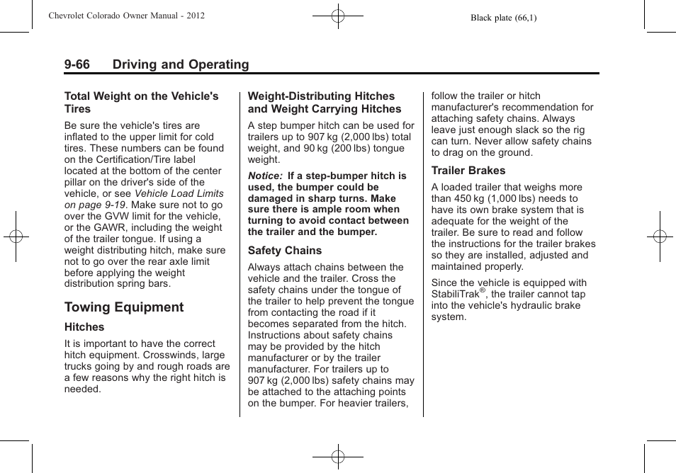 Towing equipment, Towing equipment -66, Demanding | 66 driving and operating | CHEVROLET 2012 Colorado User Manual | Page 248 / 408